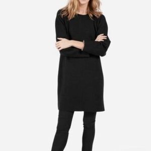 Everlane The Scuba Knit Sweatshirt Dress 3/4 Sleeve Black Size XS